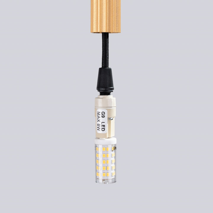 Pendellampe ARCHE 1 guld – G9 1 lyskilde stål 8 × 8 × 120 cm – indendørs