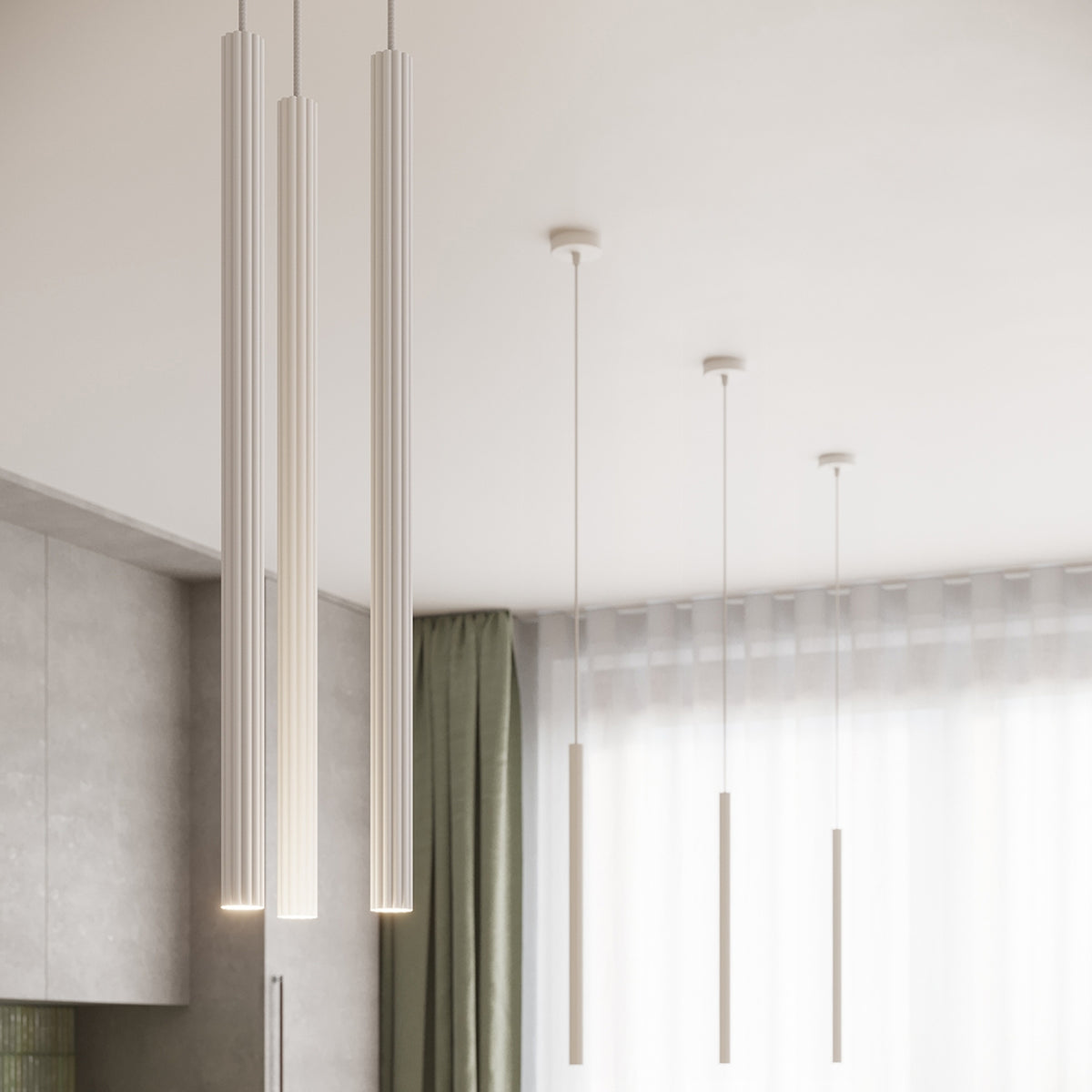 Pendellampe ARCHE 3P hvid – G9 3 lyskilder stål 20 × 20 × 120 cm IP20