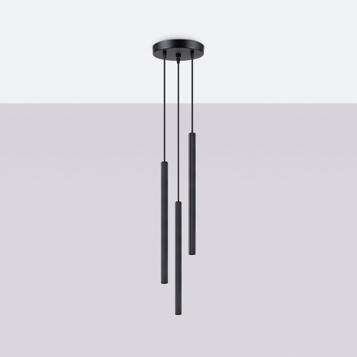 Pendellampe ARCHE 3P sort – G9 3 lyskilder stål 20 × 20 × 120 cm IP20