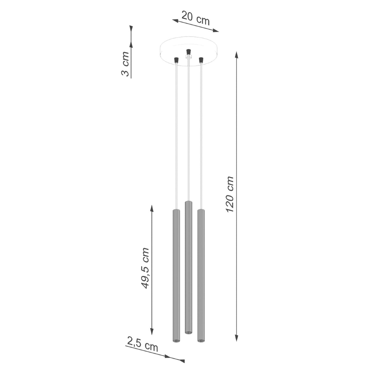 Pendellampe ARCHE 3P guld – G9 3 lyskilder stål 20 × 20 × 120 cm IP20