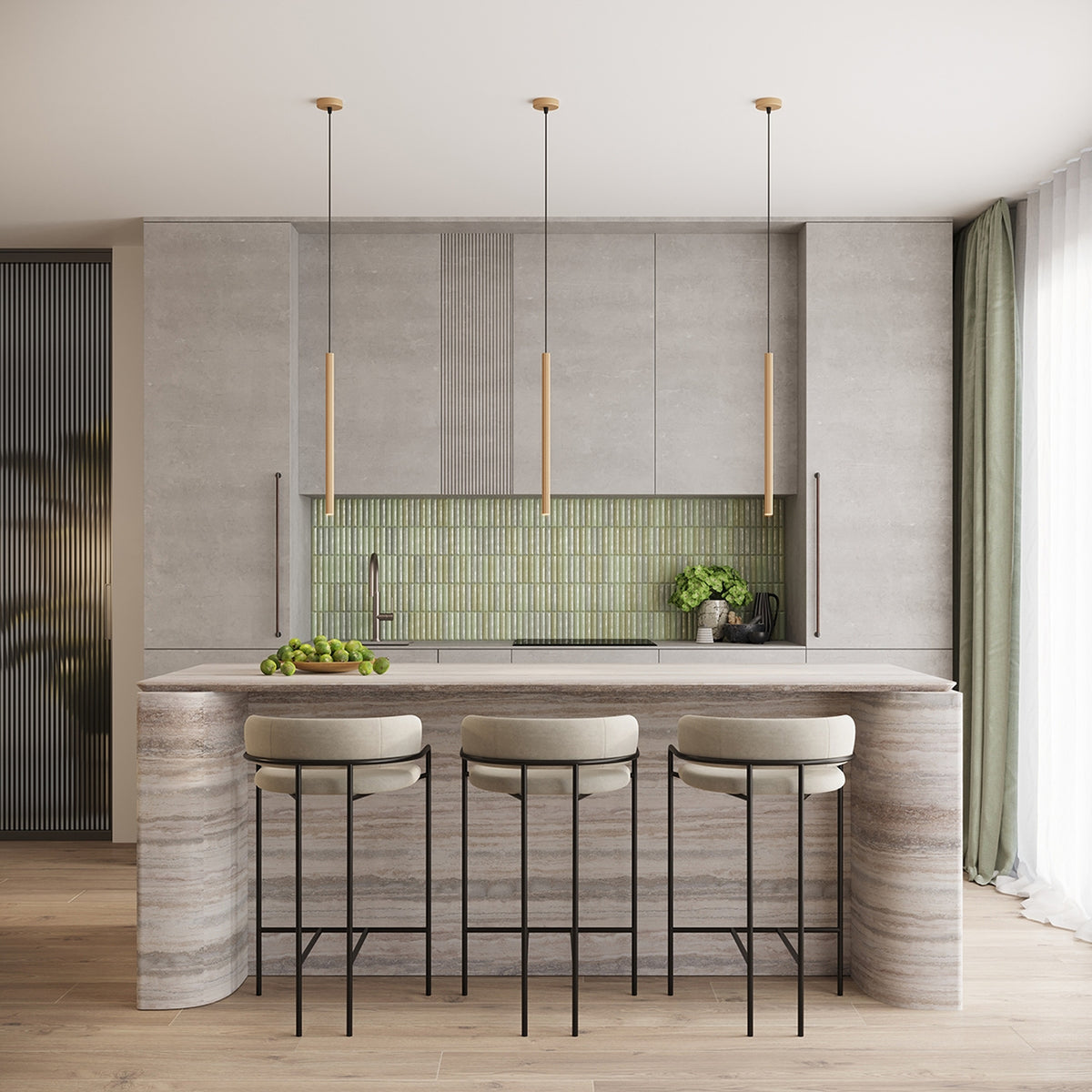 Pendellampe ARCHE 3P guld – G9 3 lyskilder stål 20 × 20 × 120 cm IP20