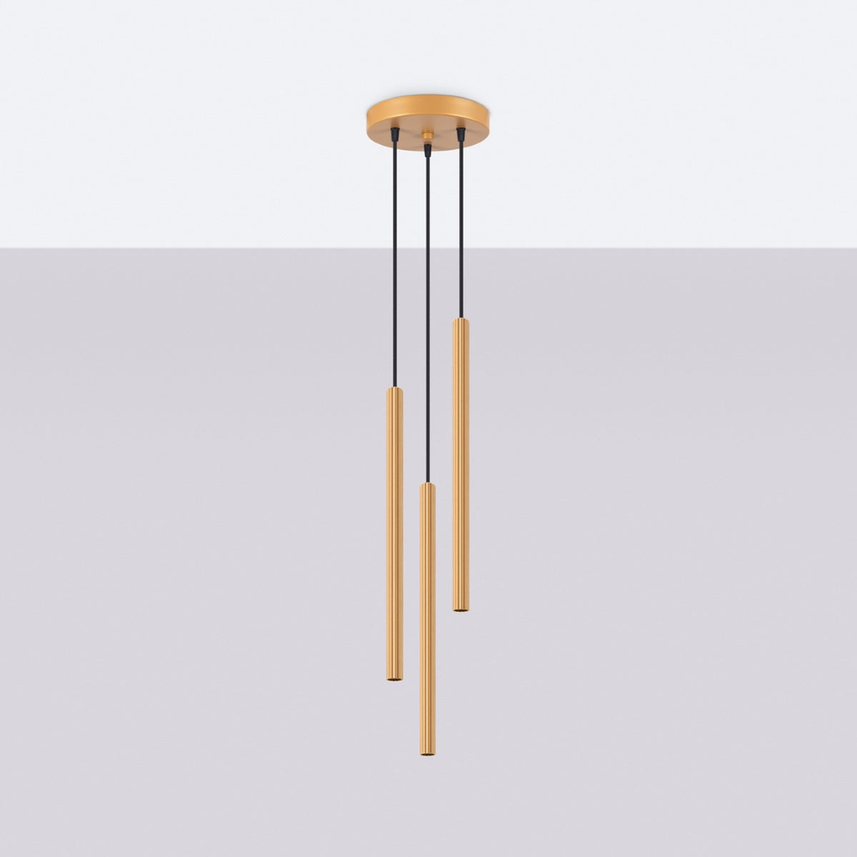 Pendellampe ARCHE 3P guld – G9 3 lyskilder stål 20 × 20 × 120 cm IP20