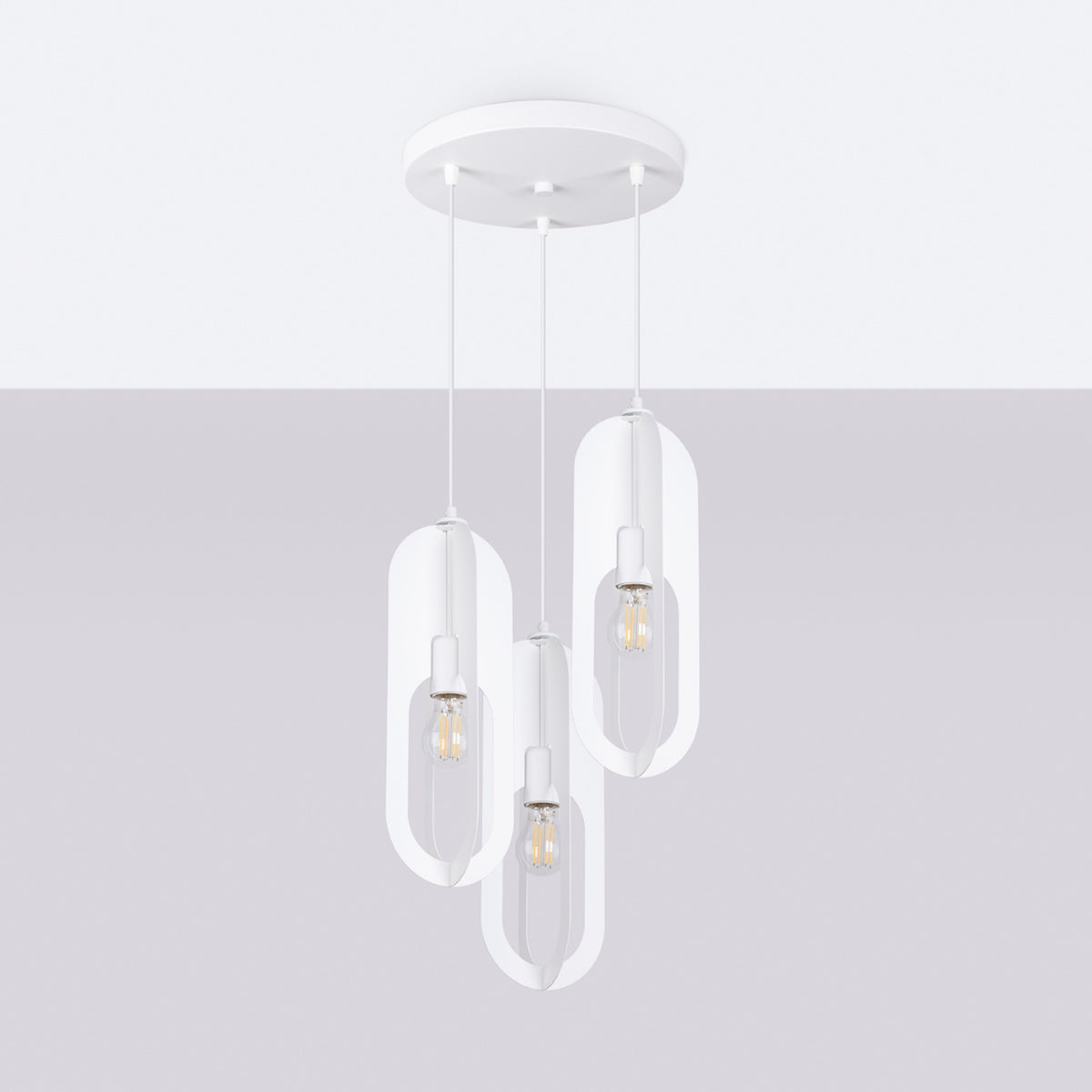 Pendellampe NICUS 1 hvid med 3 lyskilder – 43 × 43 × 130 cm – SL.1361