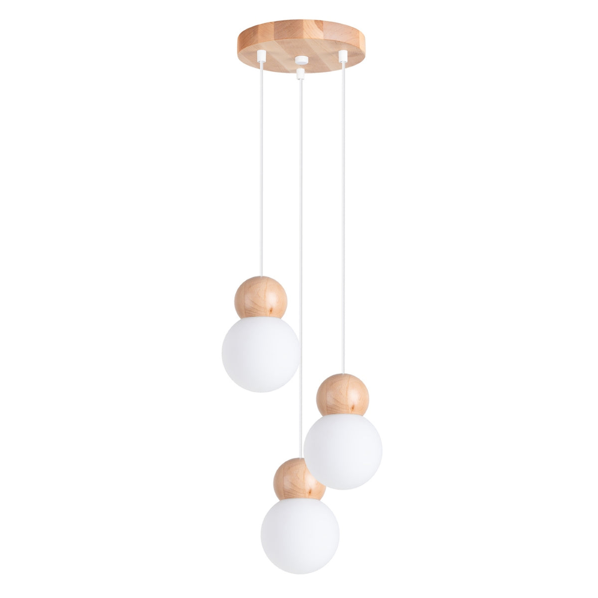 Pendellampe PEKKA 3P hvid/naturtræ – G9 3 lyskilder 31 × 31 × 124 cm IP20