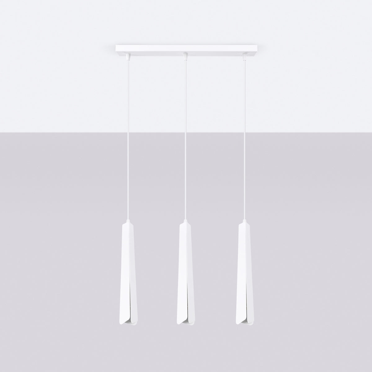 Pendellampe PRYSM 3L hvid – G9 3 lyskilder stål 45 × 5 × 120 cm IP20