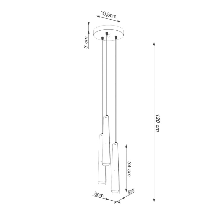 Pendellampe PRYSM 3P sort – G9 3 lyskilder stål195 × 195 × 120 cm IP20