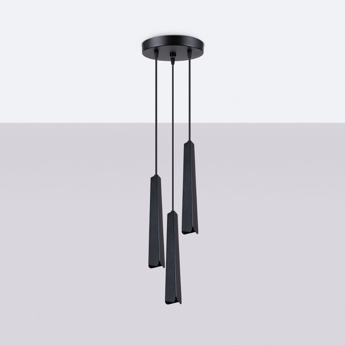 Pendellampe PRYSM 3P sort – G9 3 lyskilder stål195 × 195 × 120 cm IP20