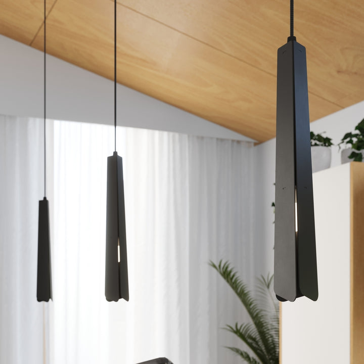 Pendellampe PRYSM 3L sort – G9 3 lyskilder stål 45 × 5 × 120 cm IP20