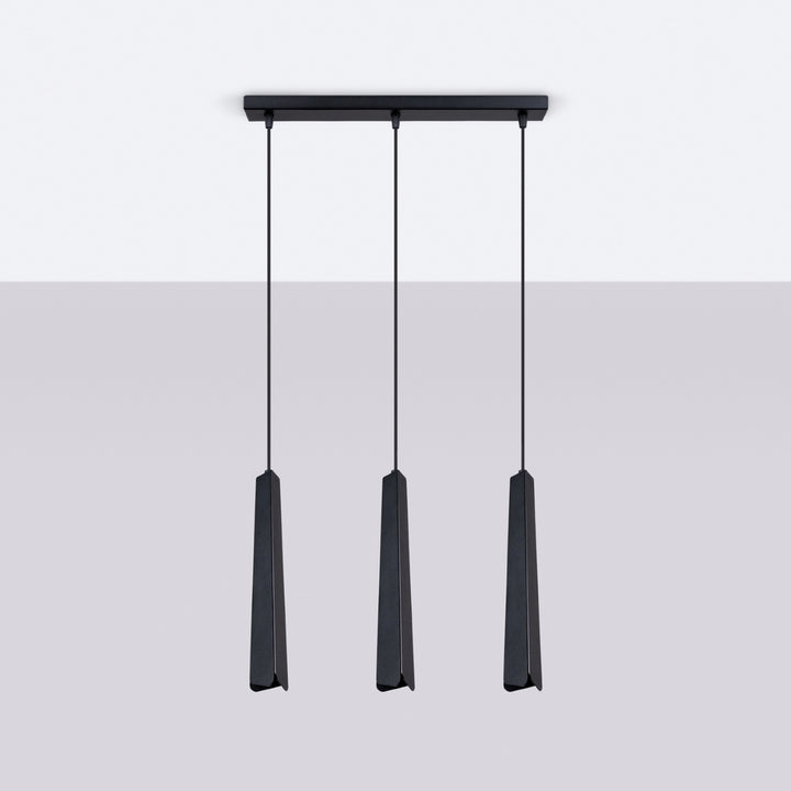 Pendellampe PRYSM 3L sort – G9 3 lyskilder stål 45 × 5 × 120 cm IP20