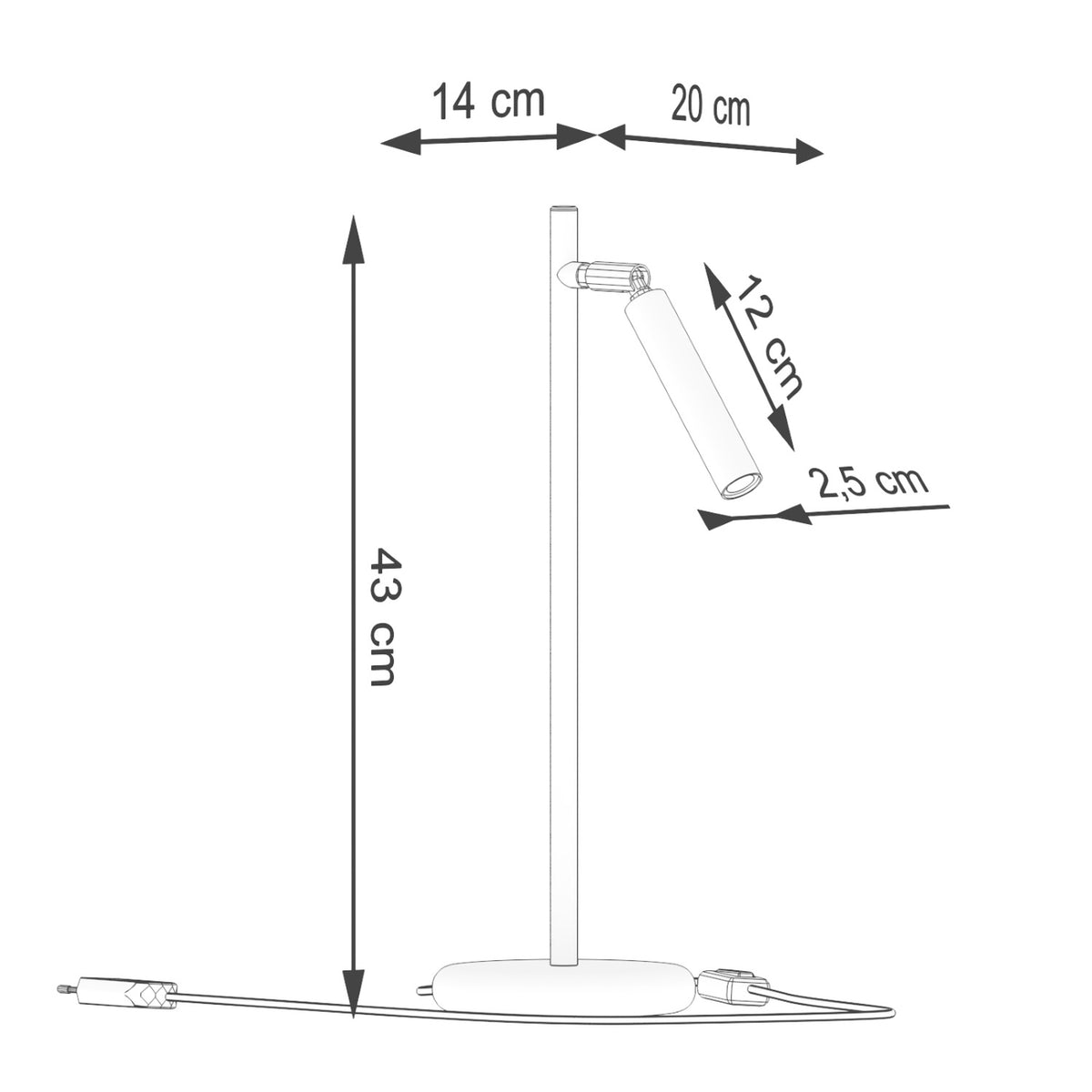 Bordlampe PASTELO hvid med 1 lyskilder – 14 × 20 × 43 cm – SL.1468