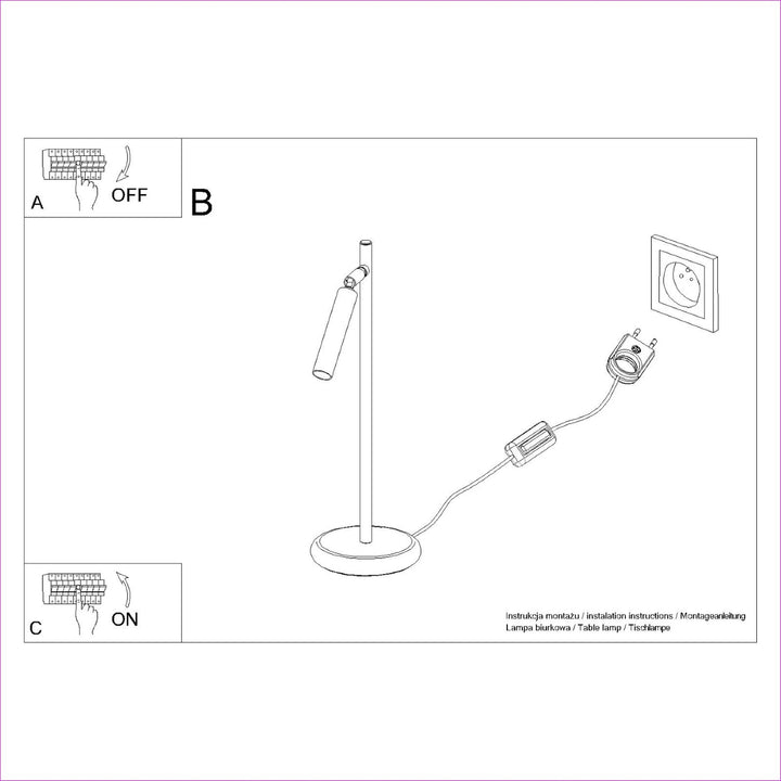Bordlampe PASTELO hvid med 1 lyskilder – 14 × 20 × 43 cm – SL.1468