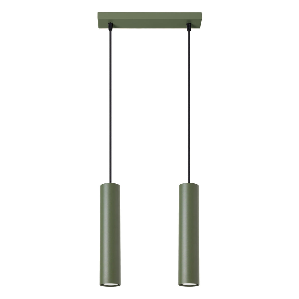 Pendellampe LAGOS 2 olivengrøn – GU10 2 lyskilder stål 30 × 6 × 105 cm IP20