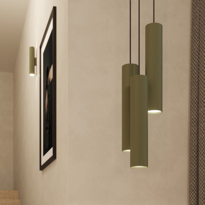 Væglampe LAGOS 2 olivengrøn – GU10 2 lyskilder stål 6 × 8 × 30 cm IP20