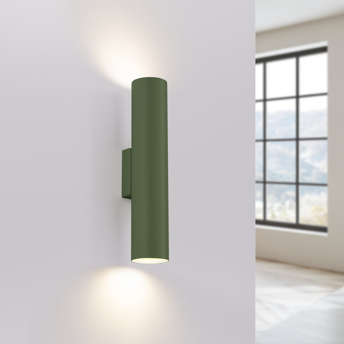 Væglampe LAGOS 2 olivengrøn – GU10 2 lyskilder stål 6 × 8 × 30 cm IP20