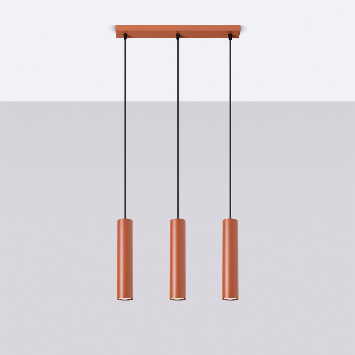 Pendellampe LAGOS 3L rød okker – GU10 3 lyskilder stål 45 × 6 × 98 cm IP20