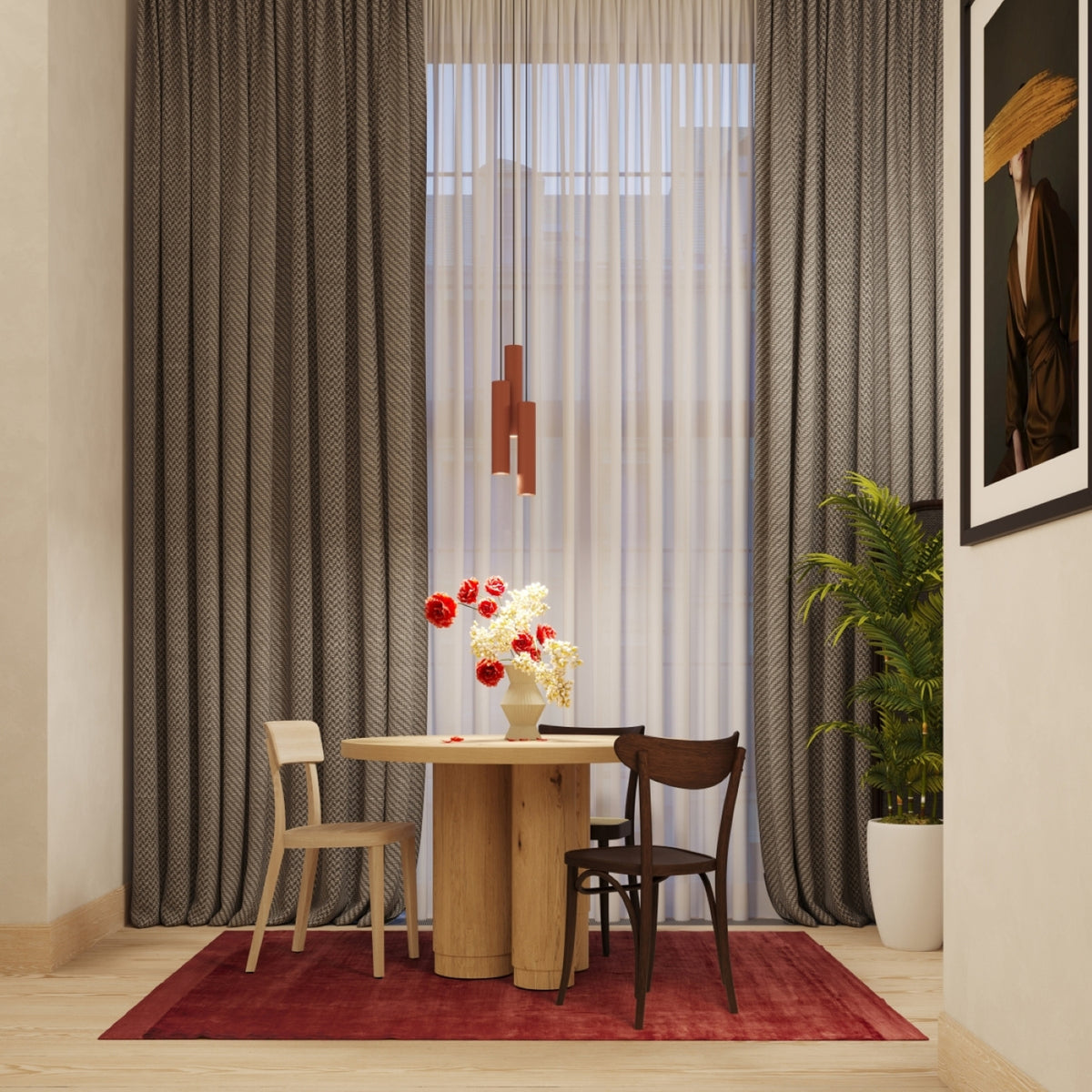 Pendellampe LAGOS 3P rød okker – GU10 3 lyskilder195 × 195 × 108 cm IP20