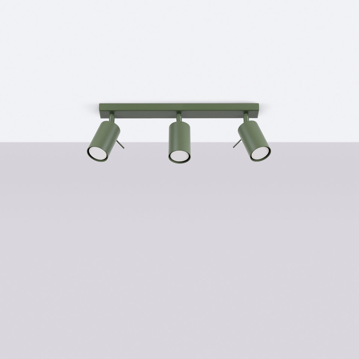 Loftslampe RING 3L olivengrøn – GU10 3 lyskilder stål 45 × 6 × 17 cm IP20