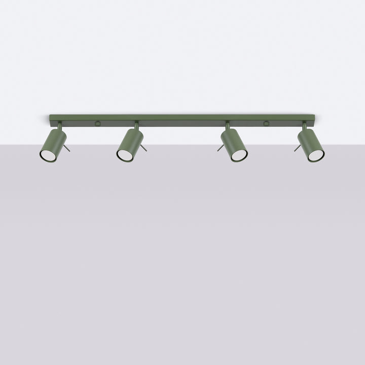 Loftslampe RING 4L olivengrøn – GU10 4 lyskilder stål 81 × 6 × 17 cm IP20
