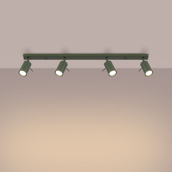 Loftslampe RING 4L olivengrøn – GU10 4 lyskilder stål 81 × 6 × 17 cm IP20