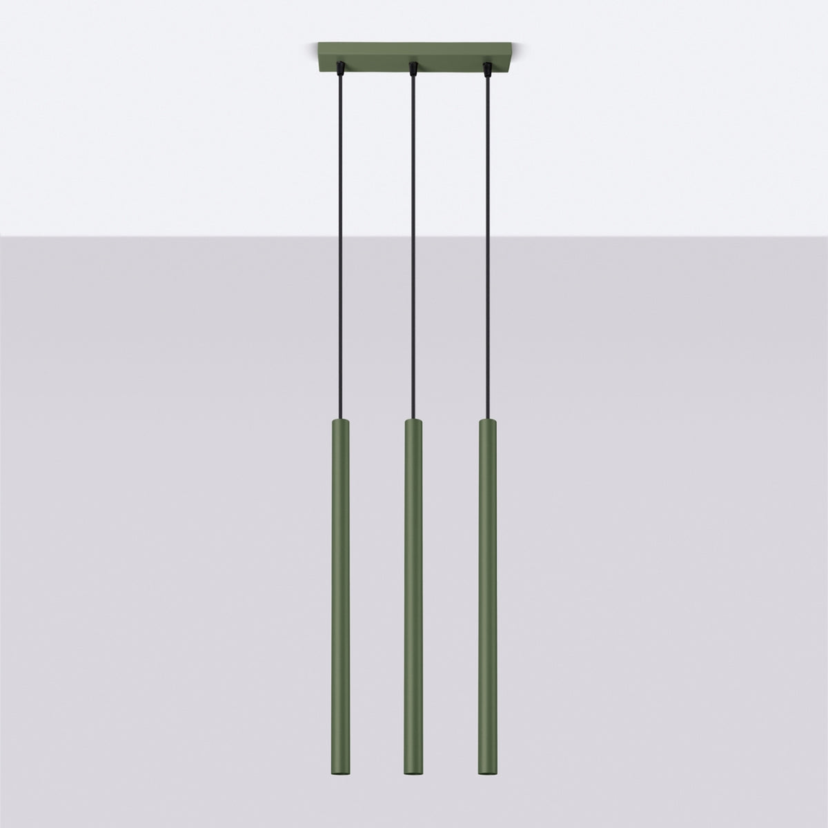 Pendellampe PASTELO 3L olivengrøn – G9 3 lyskilder stål 30 × 5 × 94 cm IP20
