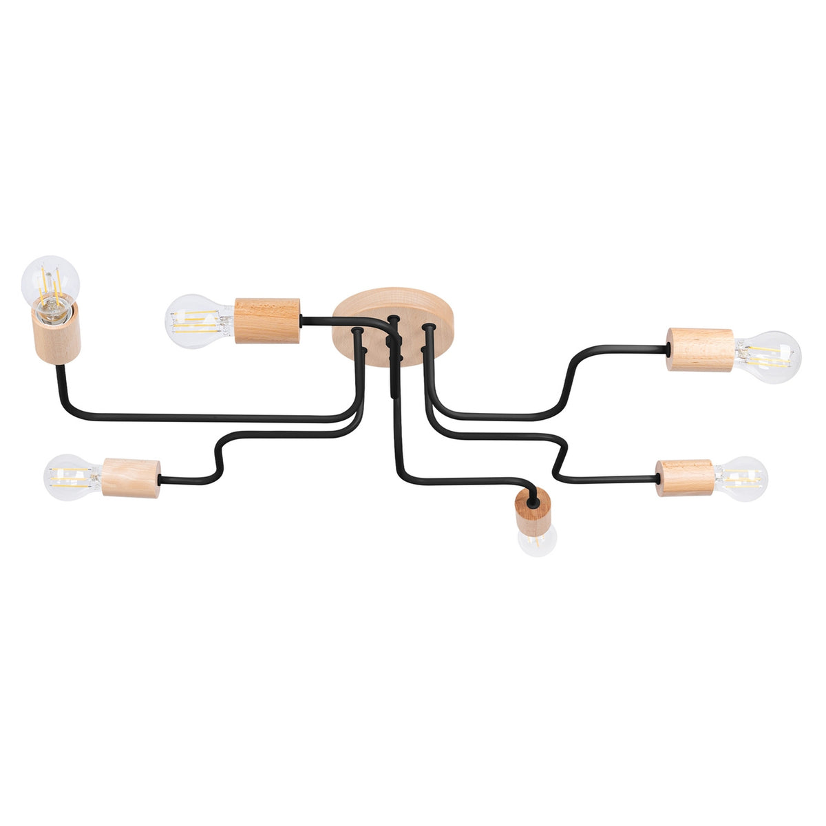 Lysekrone TIMBO 6 sort med 6 lyskilder – 85 × 58 × 16.5 cm – SL.1670