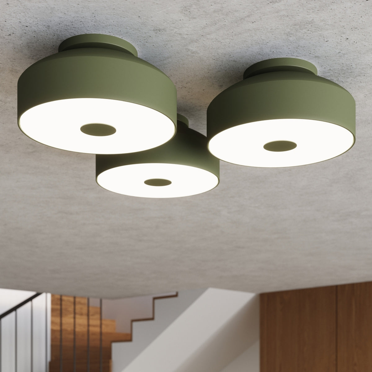Loftlampe OMIQ olivengrøn