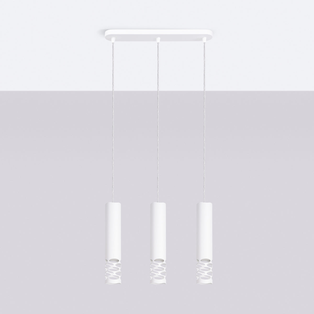 Pendellampe LIRO 3L hvid – GU10 3 lyskilder stål 40 × 6 × 125 cm IP20