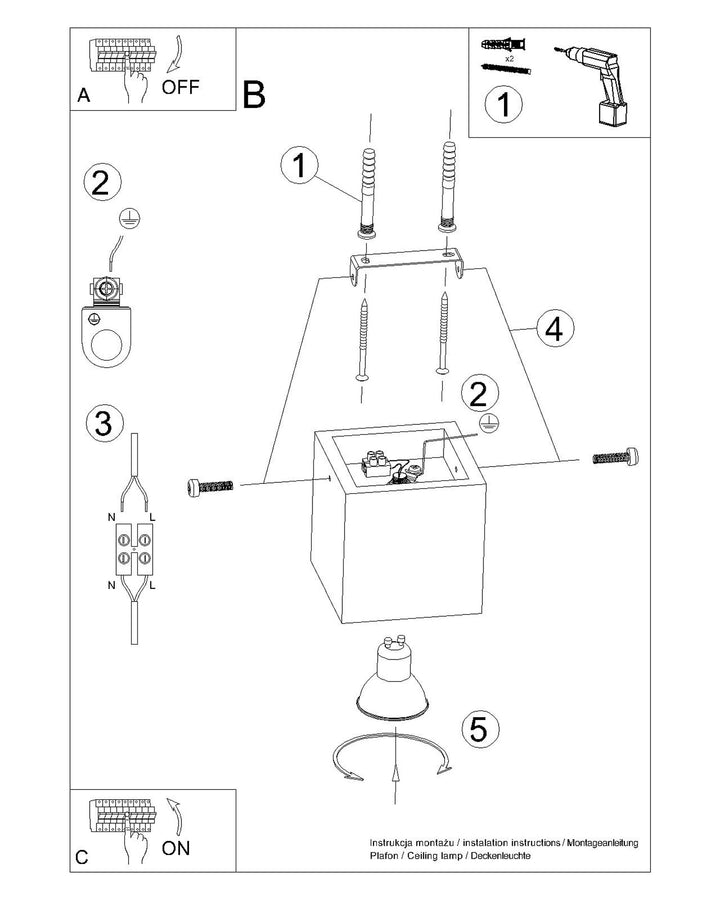Loftslampe QUAD beton beige – SL.1846