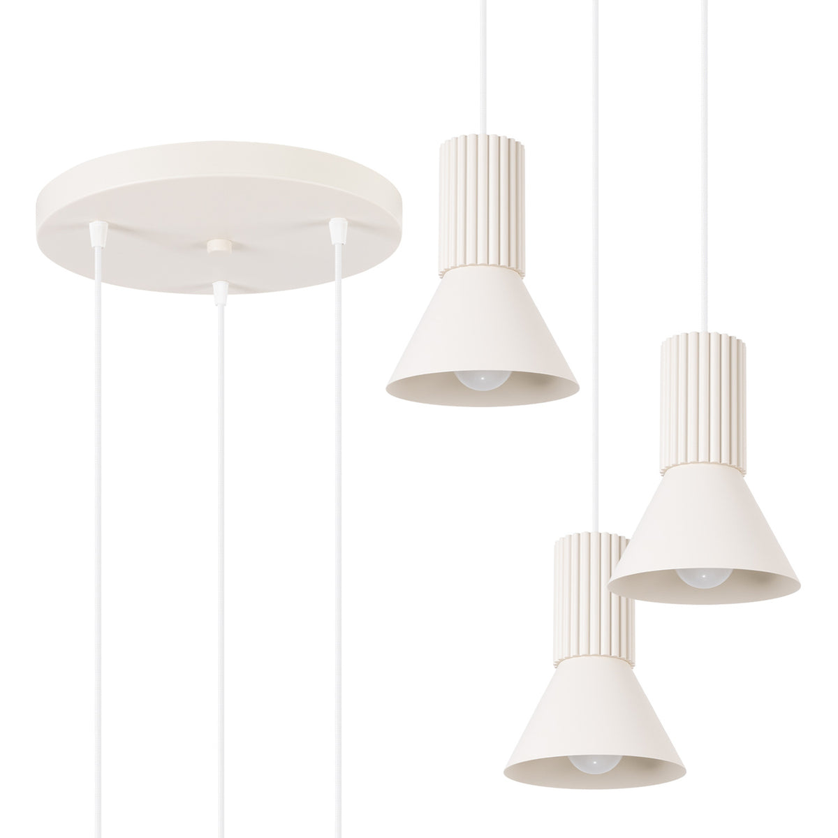Pendellampe ESTRIA 3P beige med 3 lyskilder – 30 × 30 × 120 cm – SL.1871