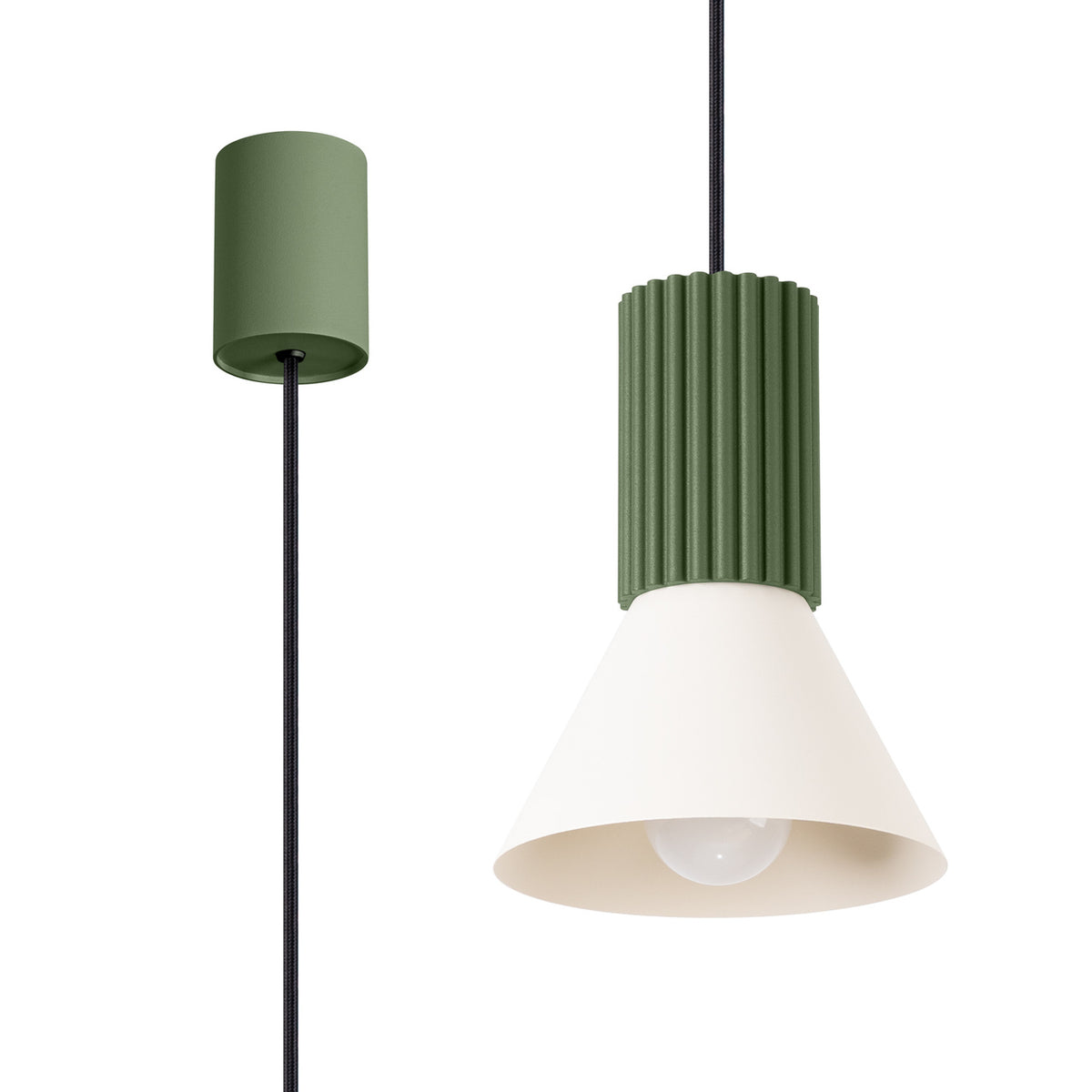Pendellampe ESTRIA 1 beige/olivengrøn – E14 1 lyskilde 14 × 14 × 120 cm IP20