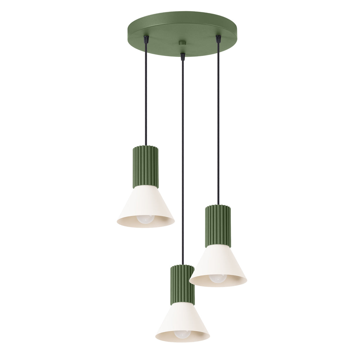 Pendellampe ESTRIA 3P beige/olivengrøn – E14 3 lyskilder 30 × 30 × 120 cm