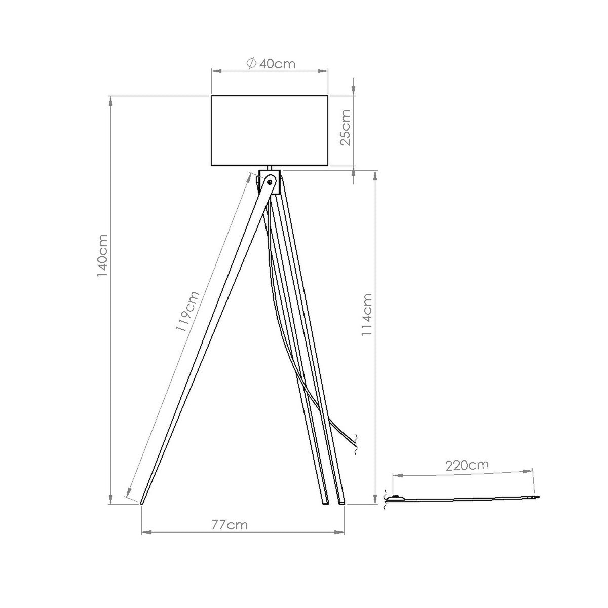 Gulvlampe NATT beige med 1 lyskilder – 77 × 77 × 140 cm – SL.1905
