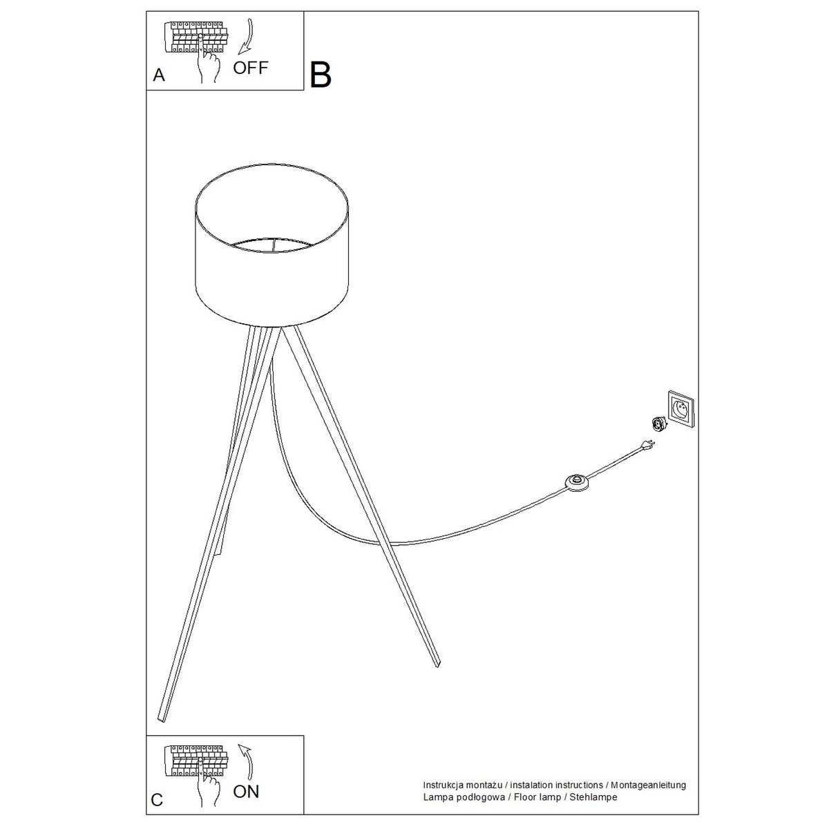 Gulvlampe NATT beige med 1 lyskilder – 77 × 77 × 140 cm – SL.1905