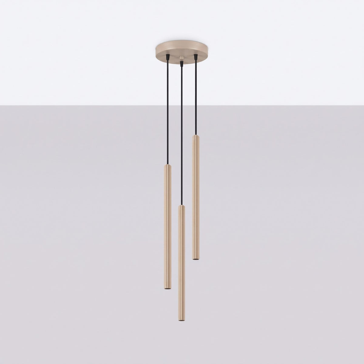 Pendellampe ARCHE 3P taupe med 3 lyskilder – 20 × 20 × 120 cm – SL.2038