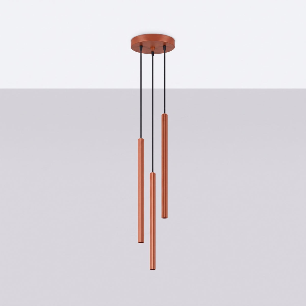 Pendellampe ARCHE 3P rød okker – G9 3 lyskilder stål 20 × 20 × 120 cm IP20