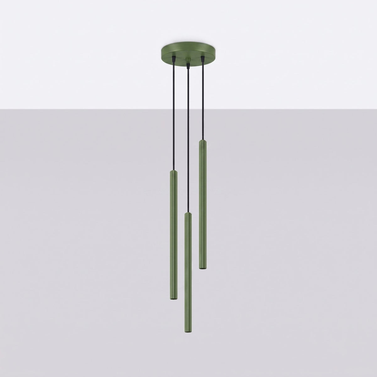 Pendellampe ARCHE 3P olivengrøn – G9 3 lyskilder stål 20 × 20 × 120 cm IP20