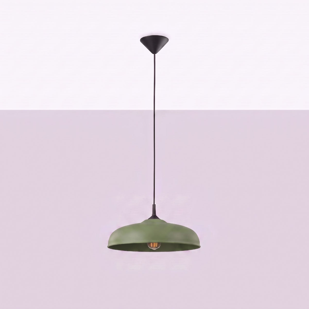 Pendellampe GINA olivengrøn – E27 1 lyskilde stål 38 × 38 × 74 cm IP20
