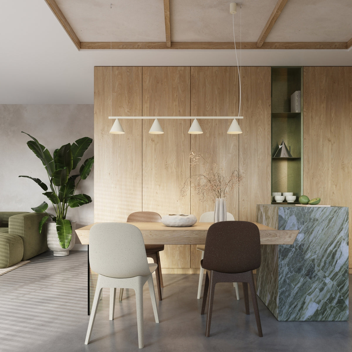 Lysekrone NOX 4L beige – E14 4 lyskilder stål 122 × 14 × 215 cm IP20