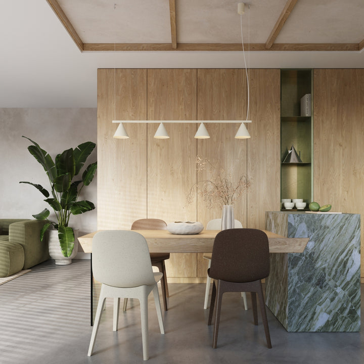 Lysekrone NOX 4L beige – E14 4 lyskilder stål 122 × 14 × 215 cm IP20