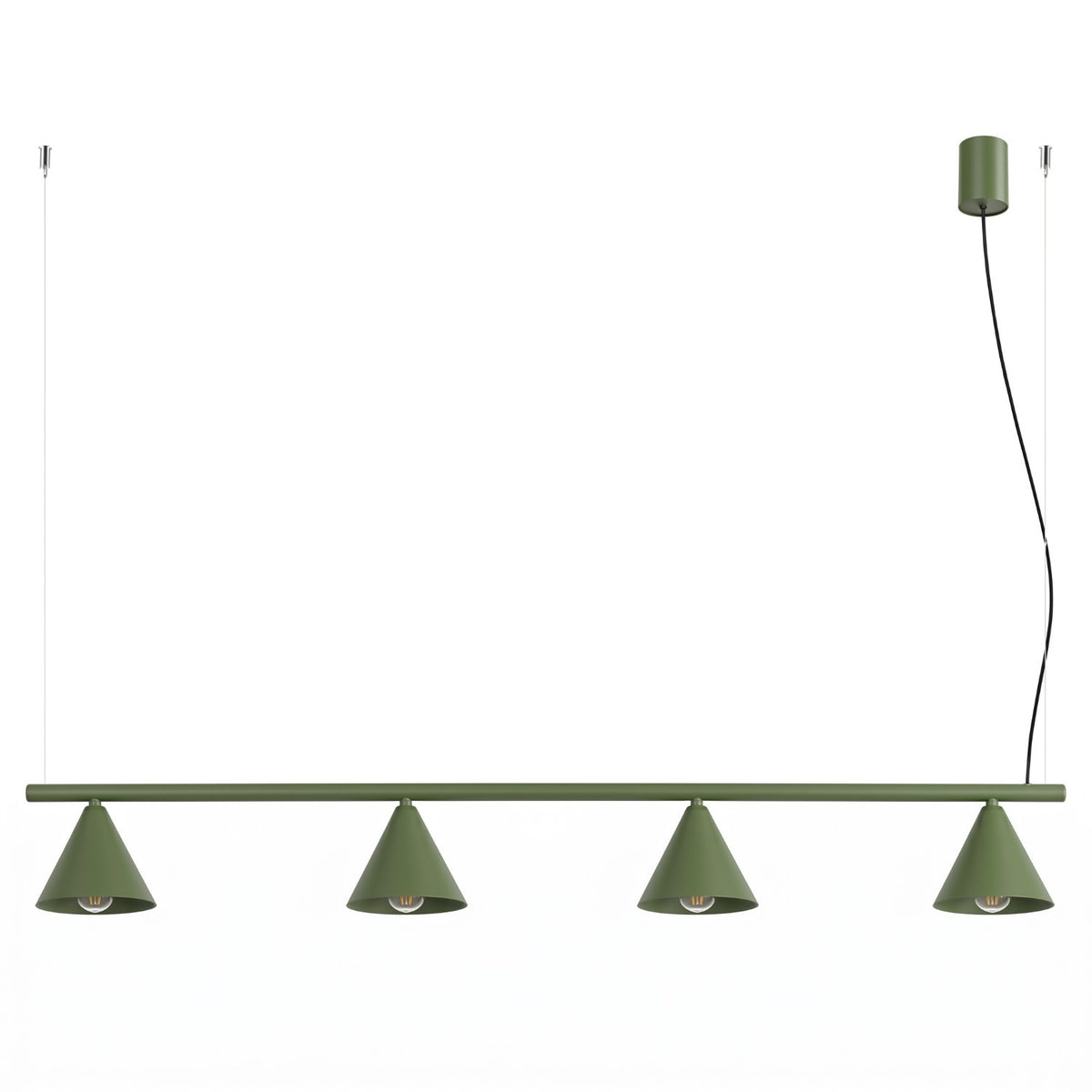 Lysekrone NOX 4L olivengrøn – E14 4 lyskilder stål 122 × 14 × 215 cm IP20