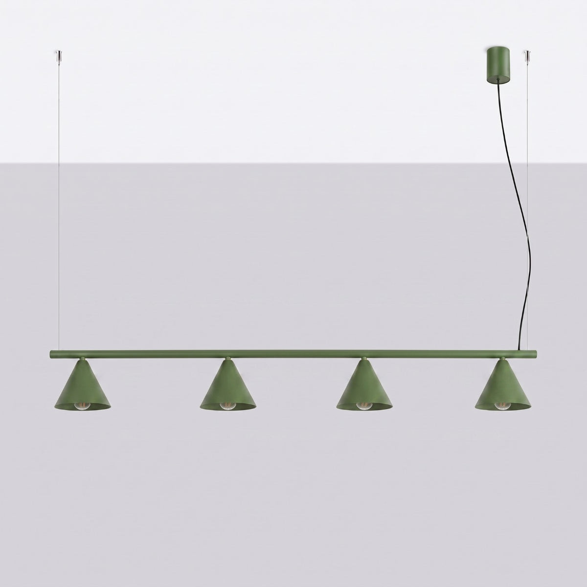 Lysekrone NOX 4L olivengrøn – E14 4 lyskilder stål 122 × 14 × 215 cm IP20