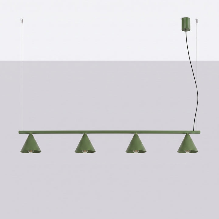 Lysekrone NOX 4L olivengrøn – E14 4 lyskilder stål 122 × 14 × 215 cm IP20