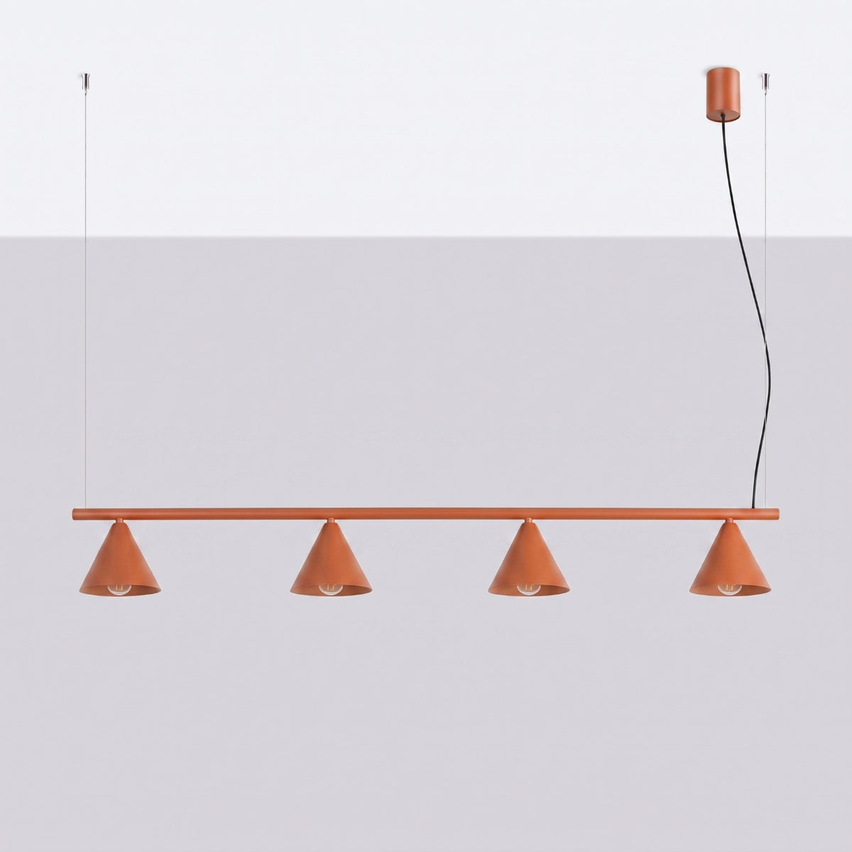 Lysekrone NOX 4L rød okker – E14 4 lyskilder stål 122 × 14 × 215 cm IP20