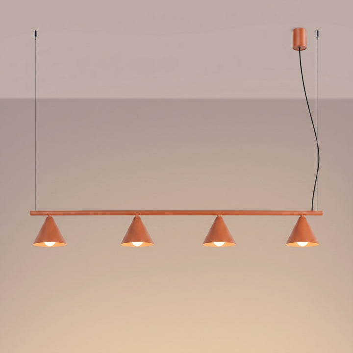 Lysekrone NOX 4L rød okker – E14 4 lyskilder stål 122 × 14 × 215 cm IP20
