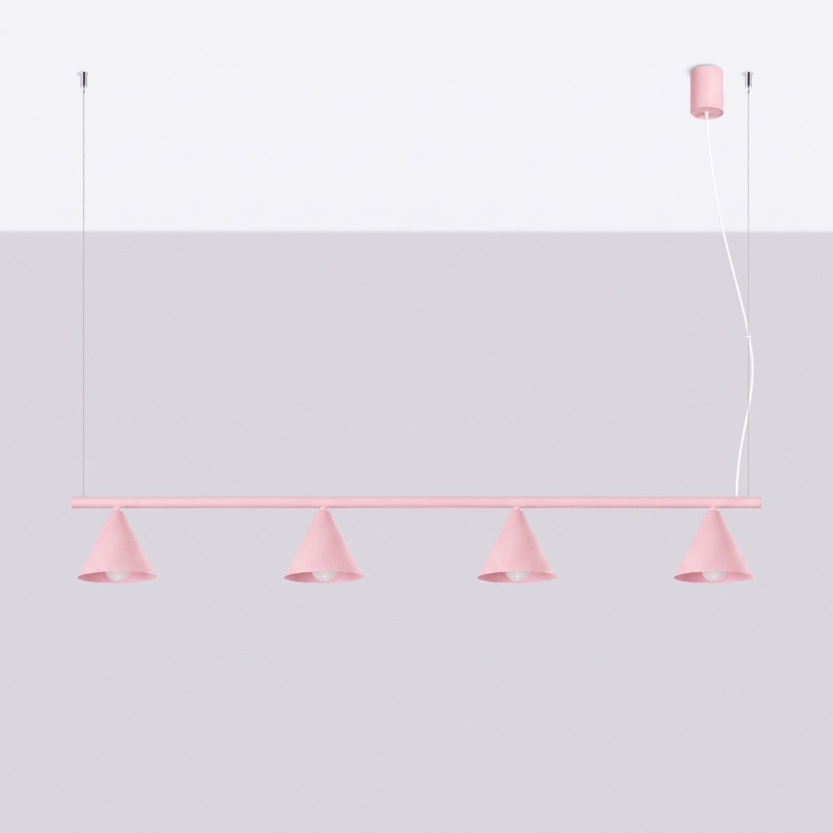 Lysekrone NOX 4L pink – E14 4 lyskilder stål 122 × 14 × 215 cm IP20