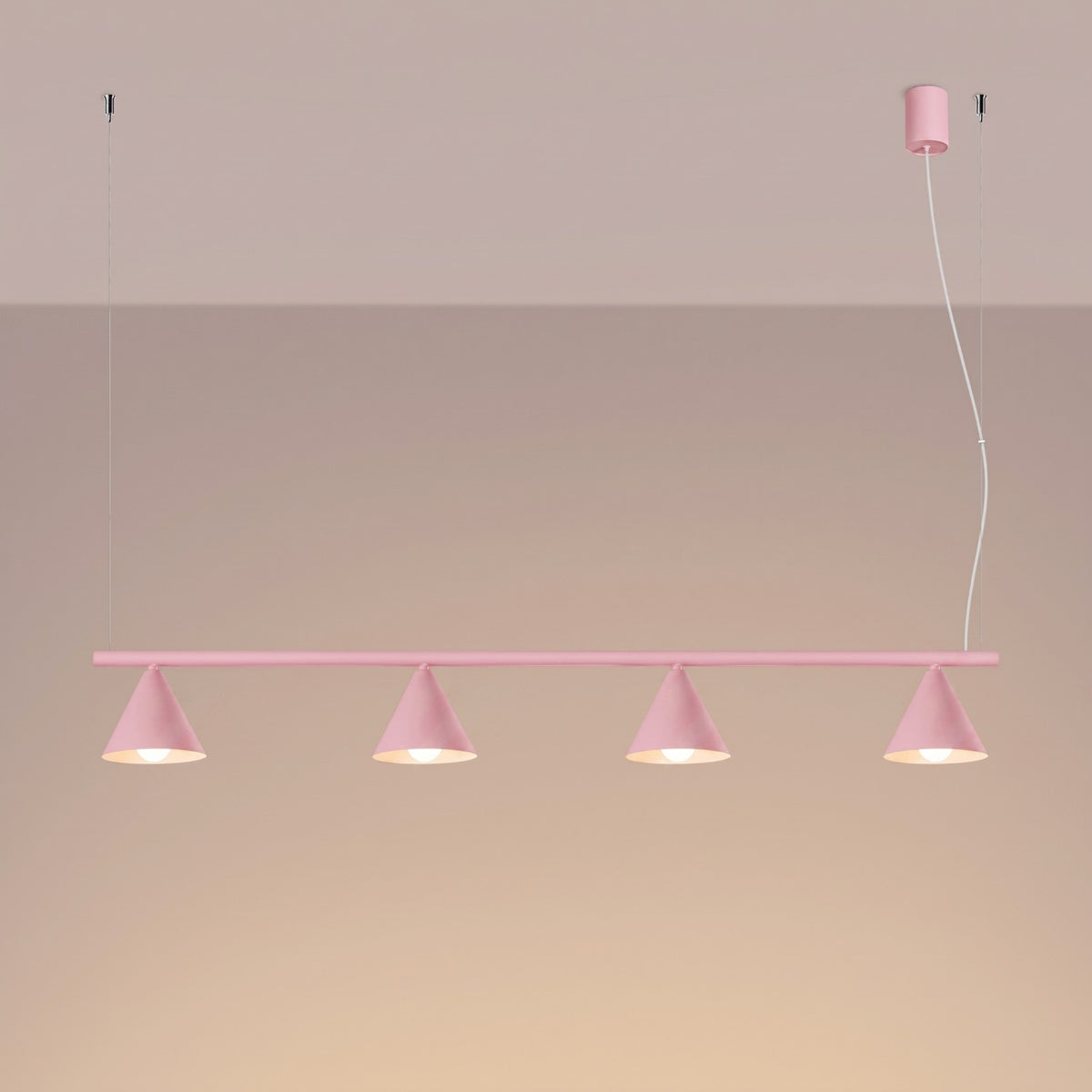 Lysekrone NOX 4L pink – E14 4 lyskilder stål 122 × 14 × 215 cm IP20
