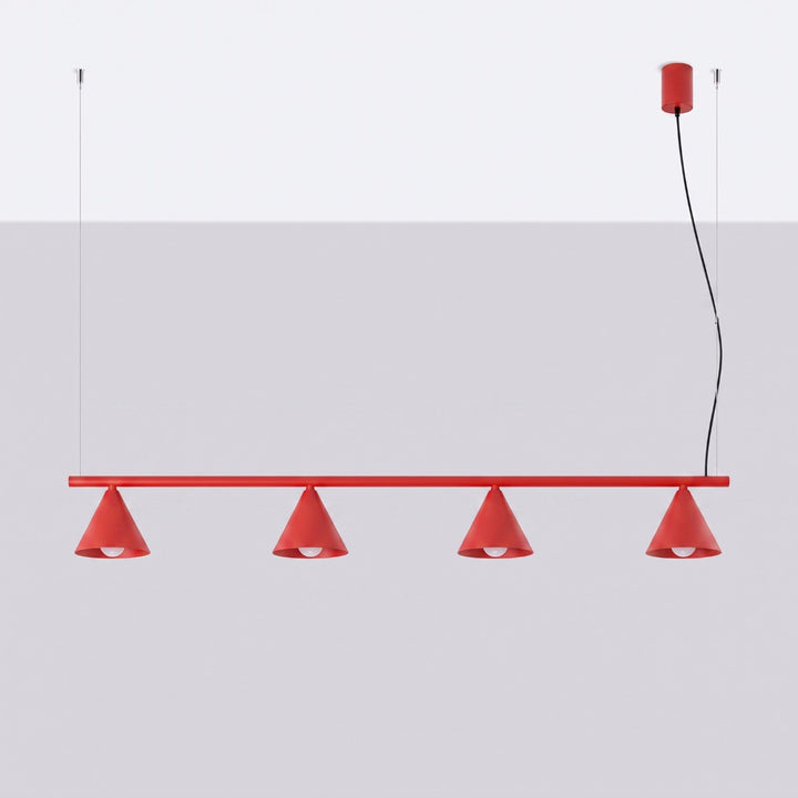 Lysekrone NOX 4L red – E14 4 lyskilder stål 122 × 14 × 215 cm IP20