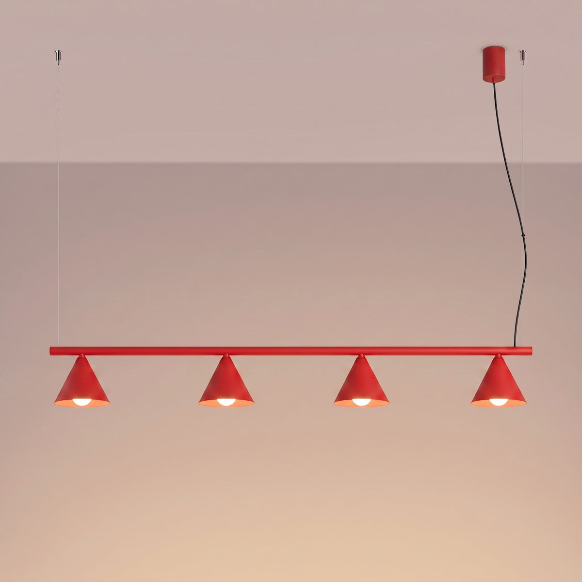 Lysekrone NOX 4L red – E14 4 lyskilder stål 122 × 14 × 215 cm IP20