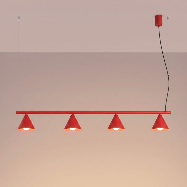 Lysekrone NOX 4L red – E14 4 lyskilder stål 122 × 14 × 215 cm IP20