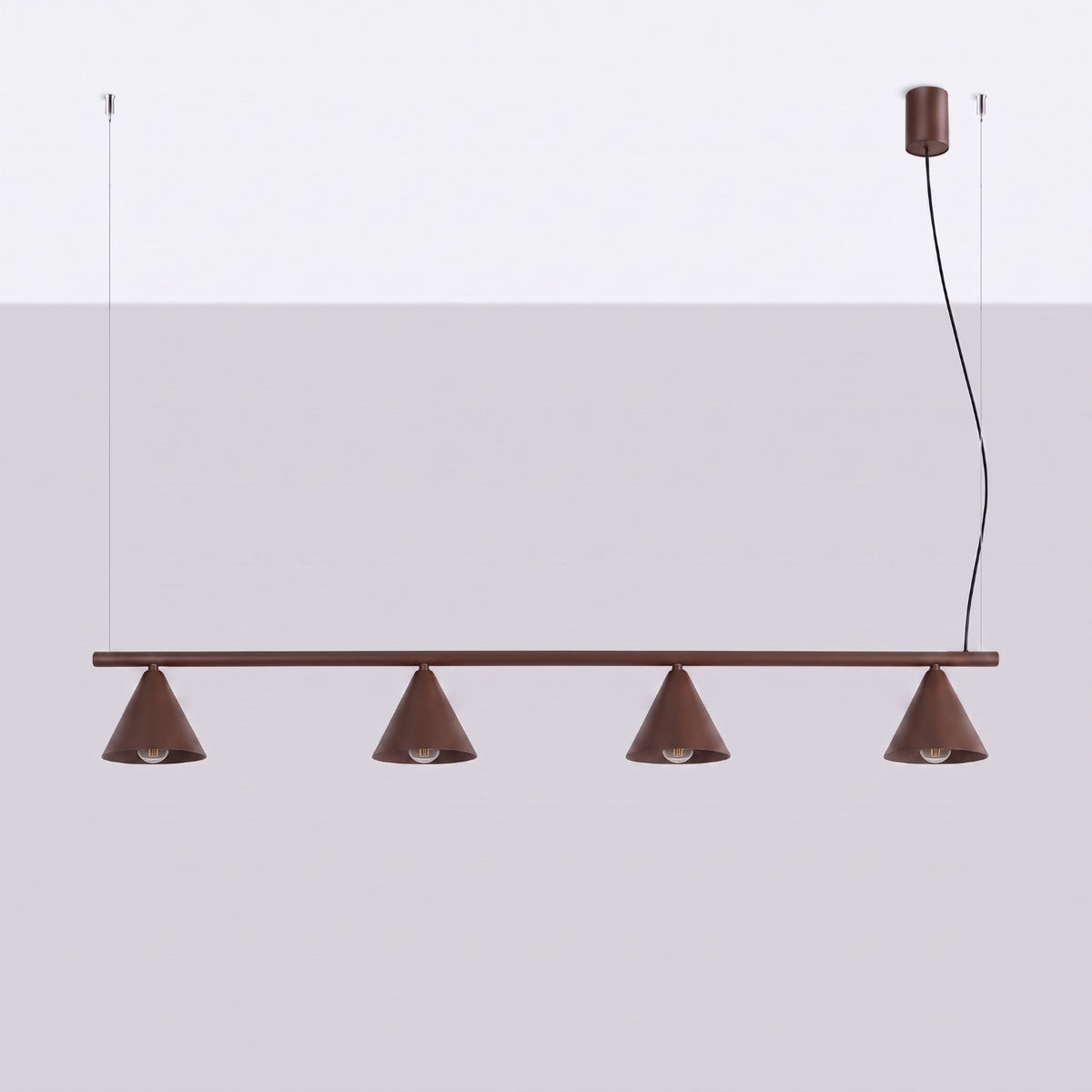 Lysekrone NOX 4L brun – E14 4 lyskilder stål 122 × 14 × 215 cm IP20